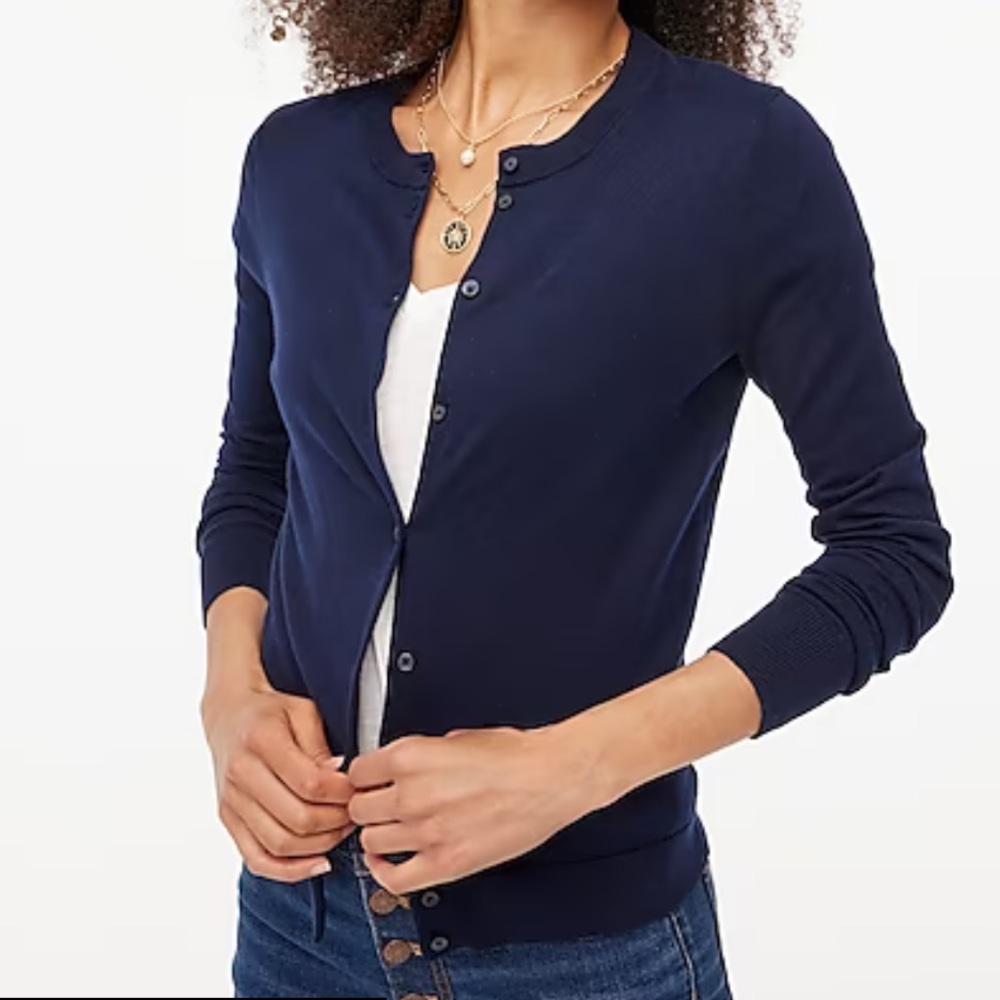 BRAND NEW Charter Club classic cotton cardigan sweater in navy, size M
